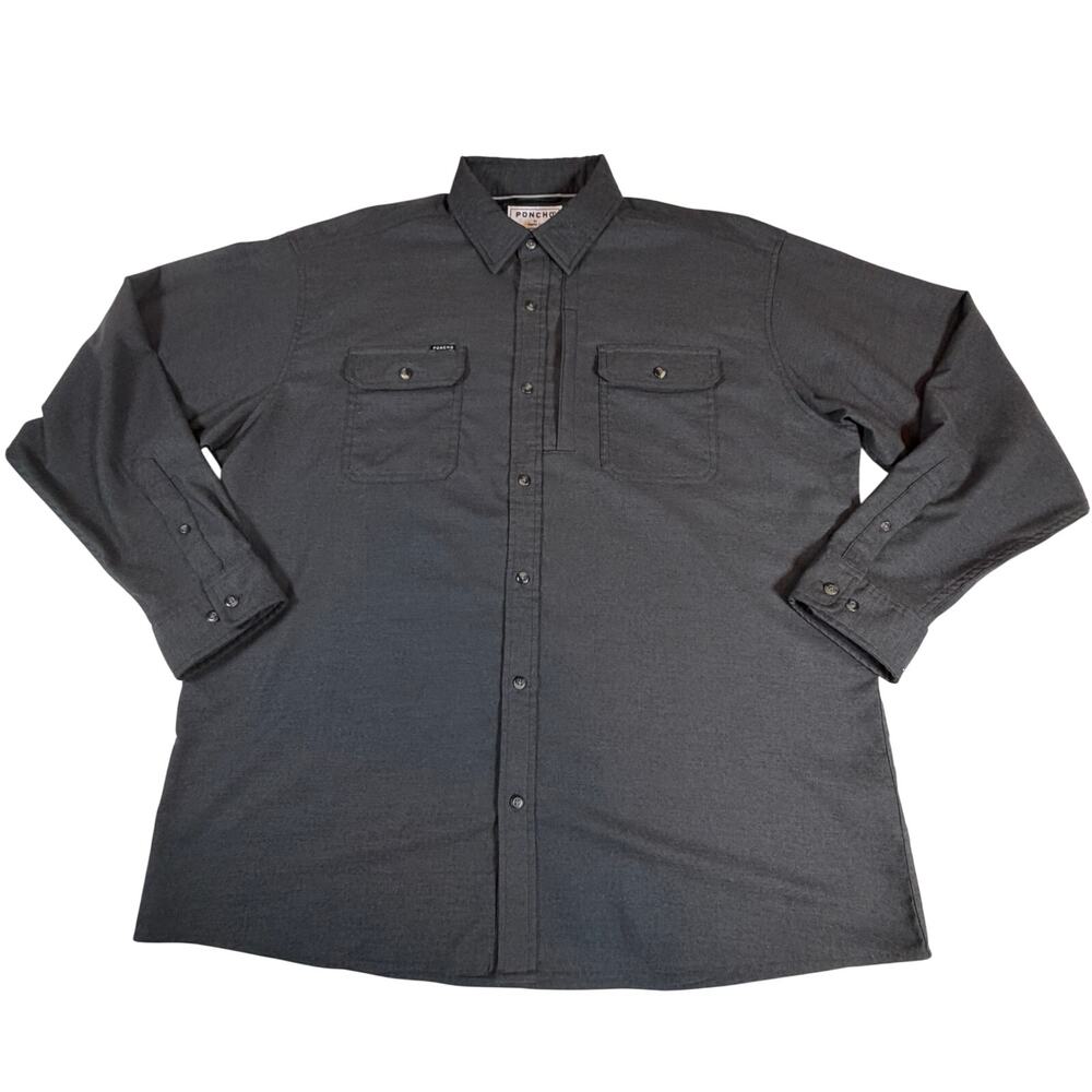 Poncho Outdoors Midweight Performance Flannel Heather Grey Men’s Regular Fit XL